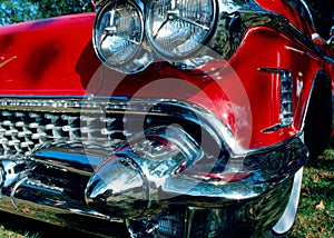 The front end of a 1958 classic car