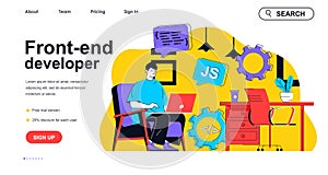 Front-end developer concept for landing page template. Vector illustration