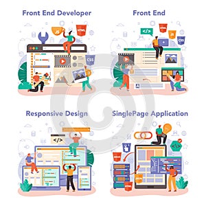 Front end developer concept set. Website interface design improvement.
