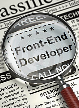 Front-End Developer Hiring Now. 3D. photo