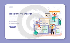 Front end developer web banner or landing page. Website interface