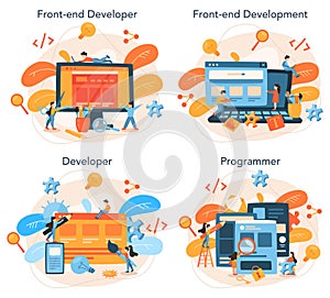 Front-end development concept set. Website interface design