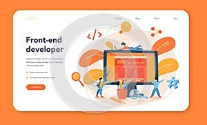 Front-end development web banner or landing page. Website