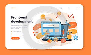Front-end development web banner or landing page. Website