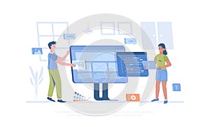 Front end development. Website interface, front end developer, web page design, user experience.