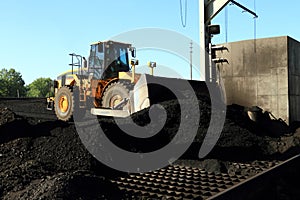 Front End Loader Moving Piles of Coal