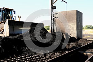 Front End Loader Pushing Coal Into Pulverizer