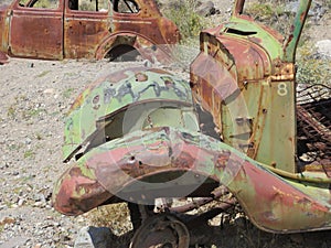 Front End of Old Rusty Truck Abandoned in Death Valley National Park