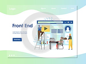 Front end vector website landing page design template