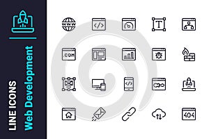 Front end web development icons set