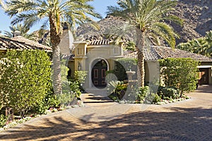 Front entrance faÃ§ade of luxury villa