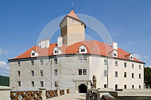 Front entrance of the gothic Veveri castle