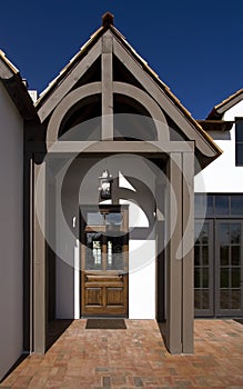 Front entrance of new modern desert home