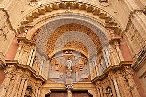 Front entrance Palma Mallorca cathedral Santa Maria La Seu