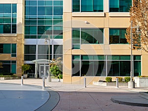 Front entrance to a modern office building