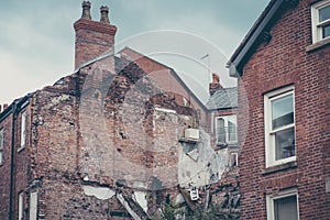 Front facade of an abandoned building