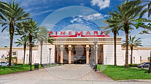 Front facade of Cinemark Paradise 24 movie theater - Davie, Florida, USA