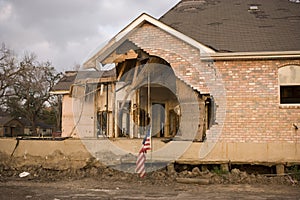 Front facade of damaged home