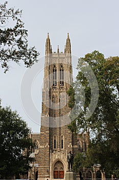 The front facade of the Duke University Chapel in North Carolina