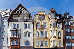 Front facade of historic buildings in Flensburg