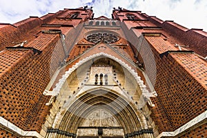 Front facade of Uppsala Cathedral, Sweden