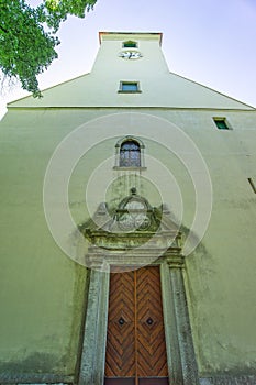 Front face of the Parish Church of the Nativity of the Virgin Mary in Smolenice