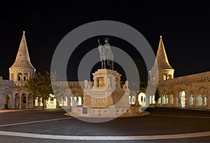 In front of the Fisherman`s Bastion at night