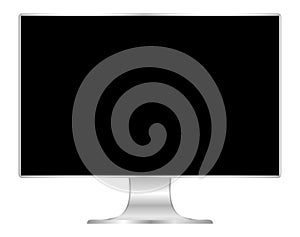 Front of flat monitor black screen computer, pc display digital wide screen and slim, icon of monitor modern lcd, symbol 3d modern