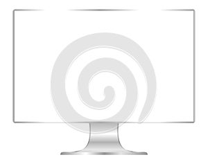 Front of flat monitor white screen computer, pc display digital wide screen and slim, icon of monitor modern lcd, symbol 3d modern