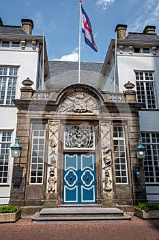 The front and the front door of the old town hall in Zutphen