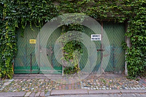 Front of garages vehicle halls in Germany photo