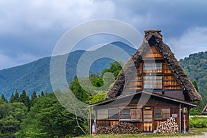 Front of gassho zukuri farm house, Shirakawa Go, Japan