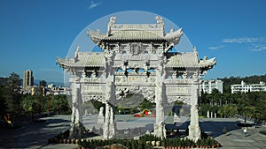 Front Granite Memorial Gate with Roof Constructure