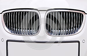 Front grill of BMW white car