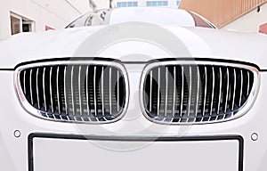 Front grill of BMW white car