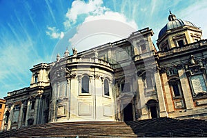 Front of the historical Basilica Papale di Santa Maria Maggiore church in Rome