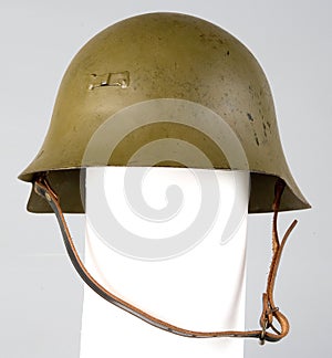 Front image of a military helmet Republican trubia. Spanish civil war