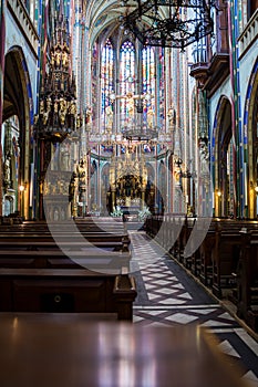 Front of a interior gothic church