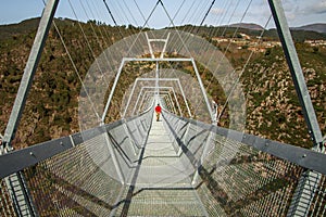 Front and interior view of the suspension bridge 516 Arouca in Portugal.