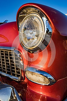 Front light corner detail of a 1950`s Classic American Chevy