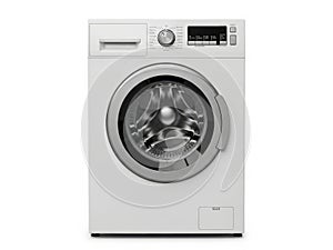 Front load washing machine isolated on white background