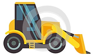 Front loader construction vehicle side view flat icon