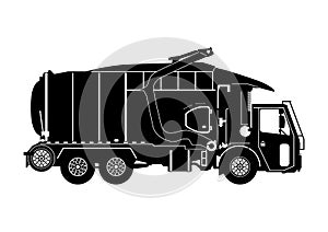 Front loader garbage truck silhouette.