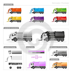 Front loader trucks vector illustration