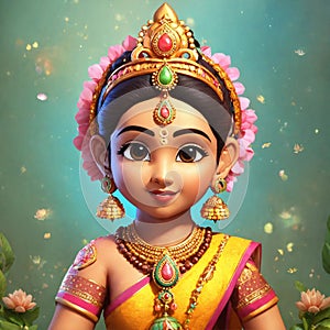 Front look of goddess lakshmi or parvati Generative AI