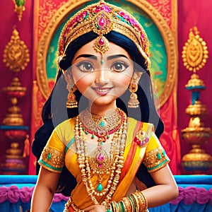 Front look of goddess lakshmi or parvati Generative AI