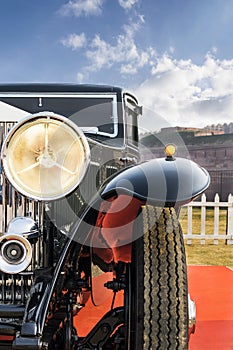 Front low angle view of a Classic Retro Old-timer Vintage Saloon