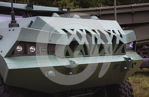 Front mask of armored military car.