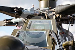 Front of an military attack helicopter