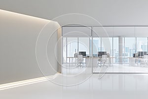 Front of minimal style white office 3d render
